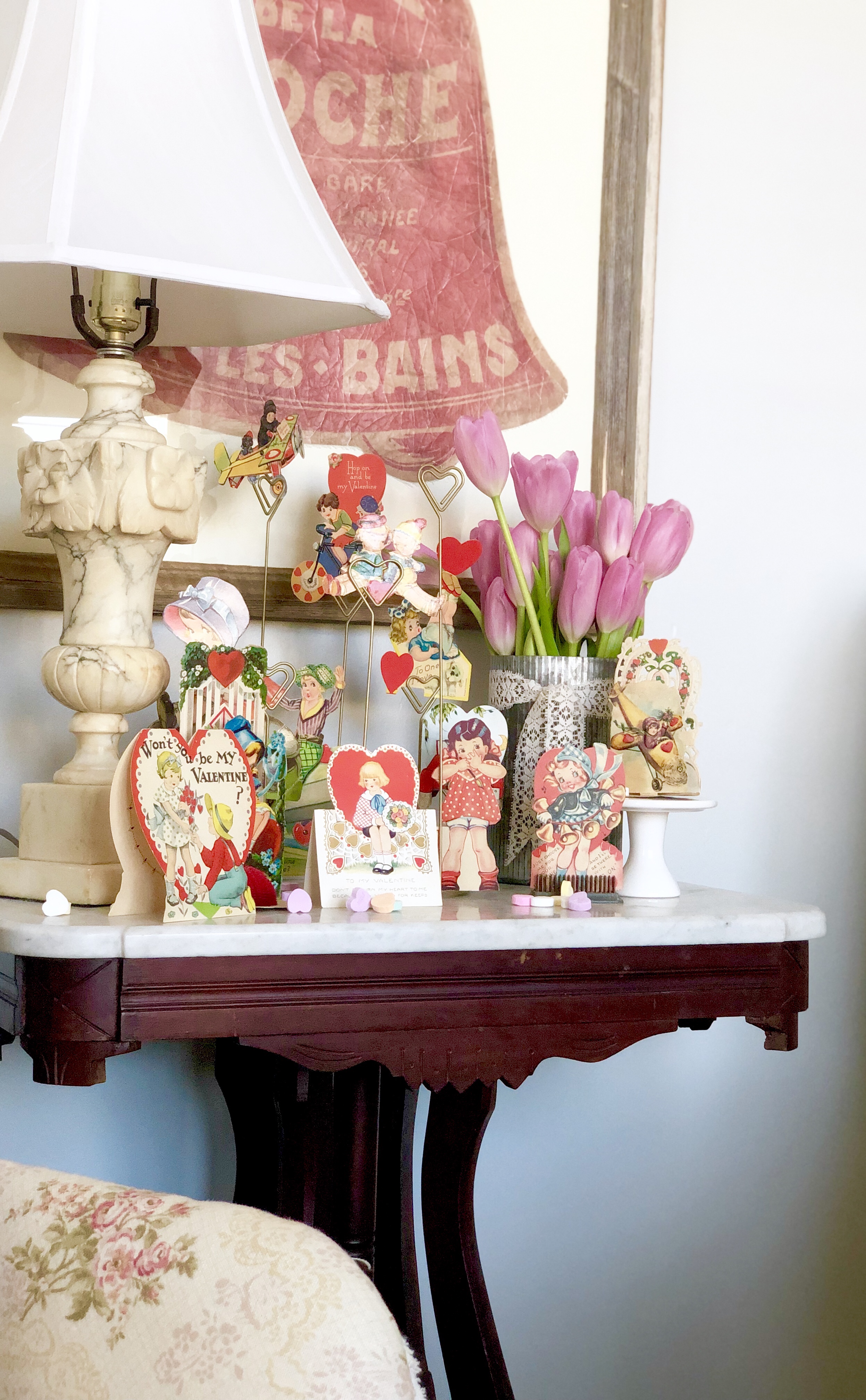 Follow The Yellow Brick Home - Valentine's Day Decor Vintage Finds Vintage  Valentine Vignettes